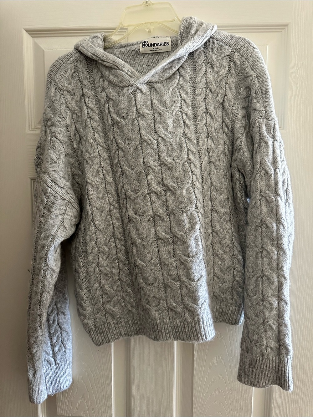 **NWOT** Light Gray Cable Knit Hooded Sweater